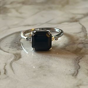 Black Tourmaline & White Topaz Ring